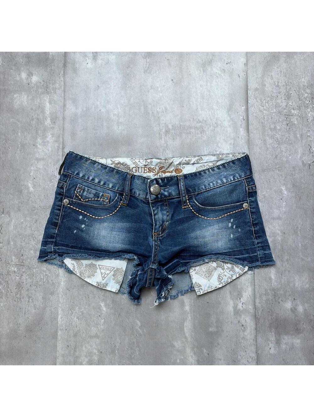 Y2K Blue Guess Jeans Grunge Gothic Mini Denim Shorts